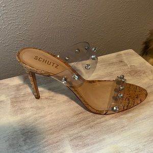 Clear heeled slides